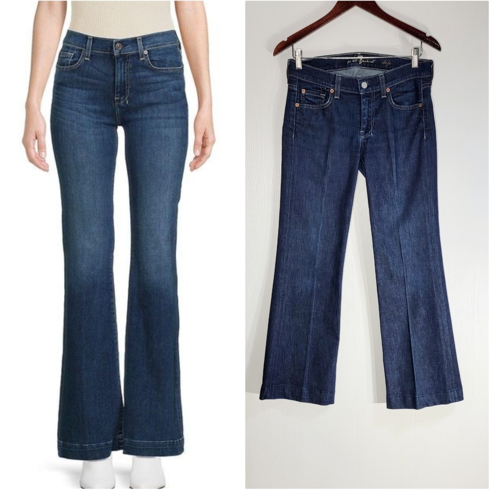 7 For All Mankind Dark Blue Flare Jeans
